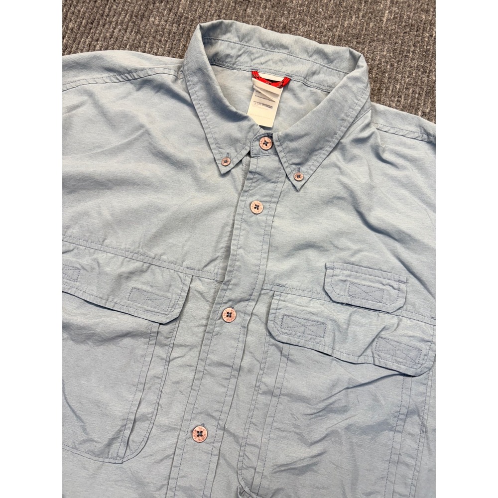 The North Face Mens XL VaporWick Blue Long Sleeve Hiking Fishing Shirt Vent Back